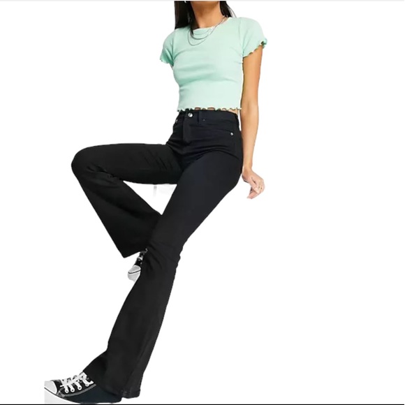 TOPSHOP Black Jamie High Waisted Flare Jeans - Picture 11 of 13